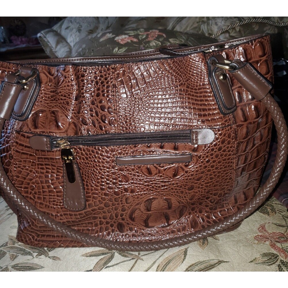 Madi Claire/Marc Chantal MC Brown Croc Tote Purse with Tassel & Card Holder New